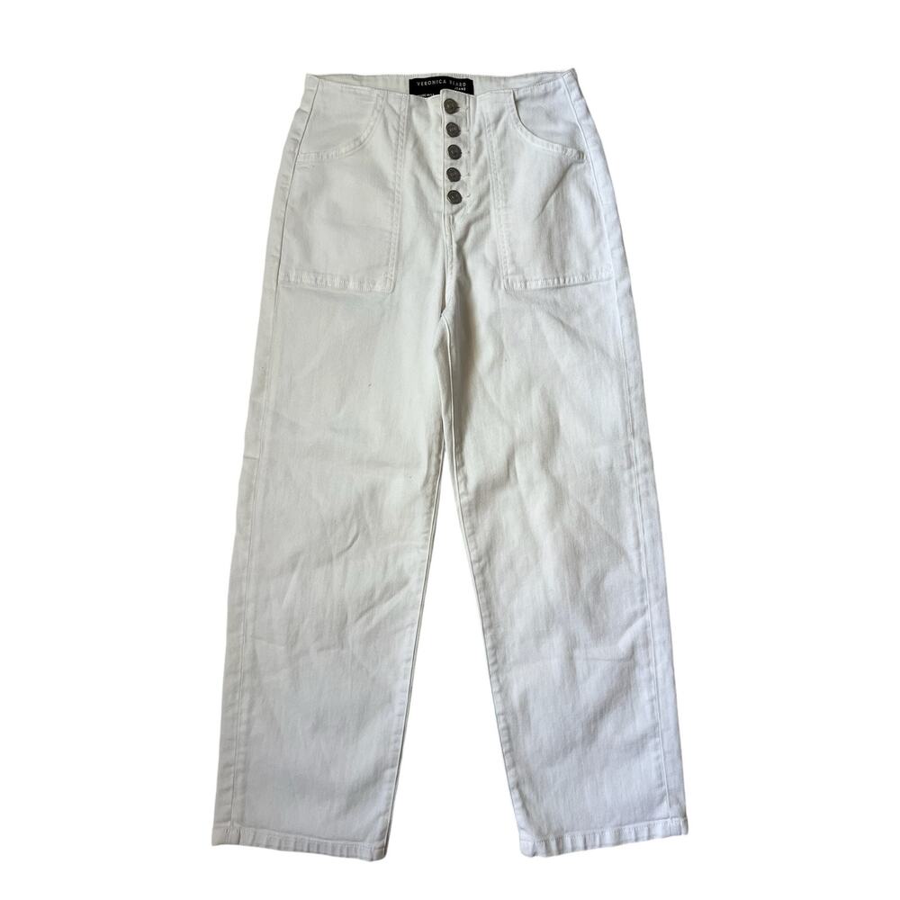 Veronica Beard Crosbie White Cropped High Rise Jeans 25